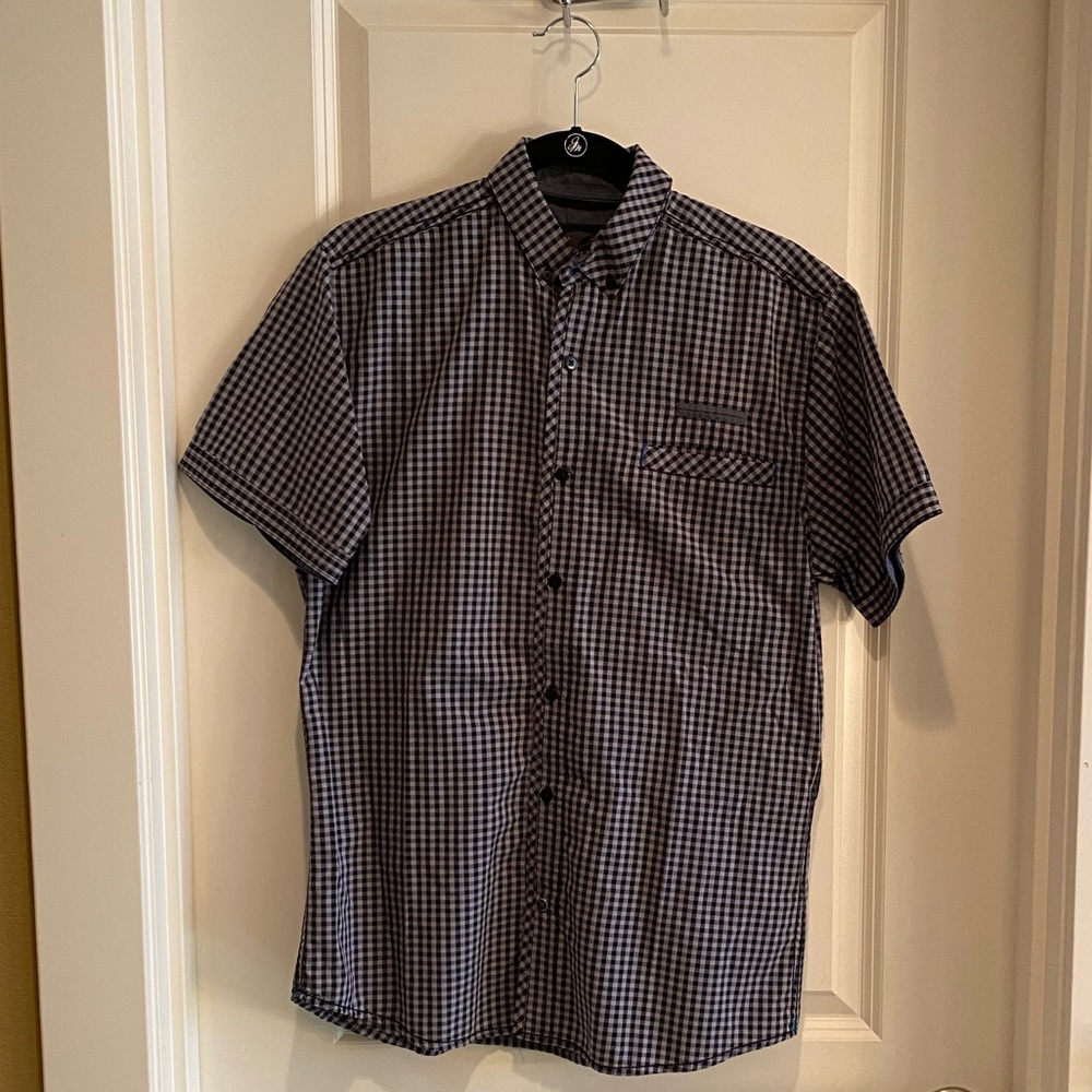 Men’s Drill NYC Gingham Black and White Collared Button Down Shirt